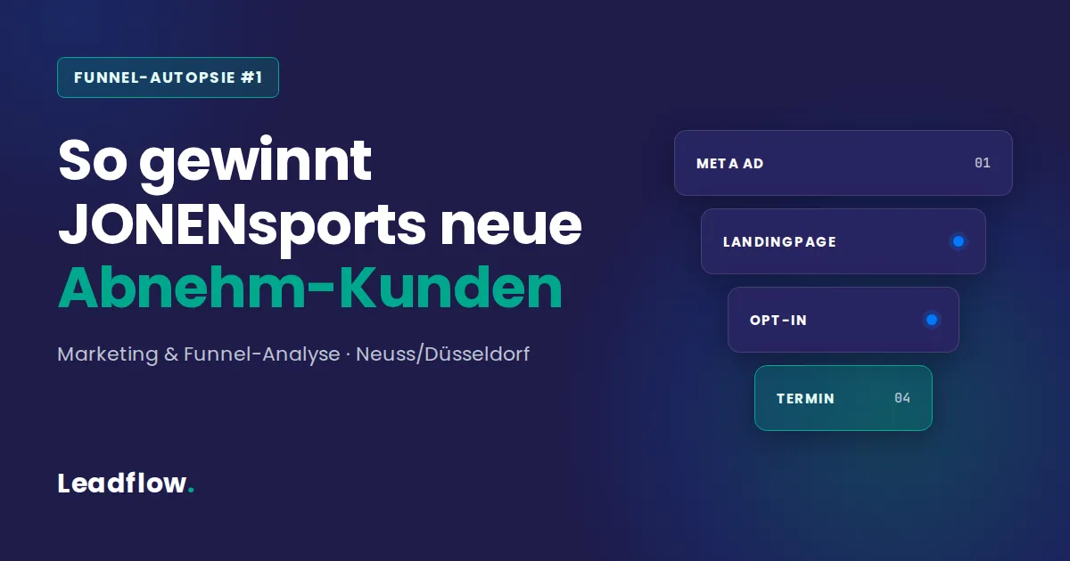 Funnel-Autopsie #1 von Leadflow: JONENsports Marketing und Funnel-Analyse, Neuss/Düsseldorf